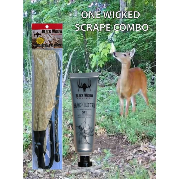 Black Widow Deer Lures Scrape Duo - 1.5oz Branch Butter and a Scrape Rope