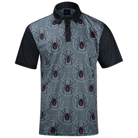 Black Widow Grey Mens Golf Polo Shirt by ReadyGOLF