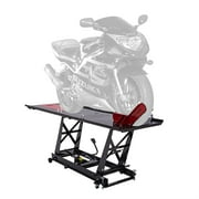 Motorcycle Lift Table, Hydraulic, 1,000 lb, 32in H, Wheel Clamp, Drop-Out Panel, Black WIdow