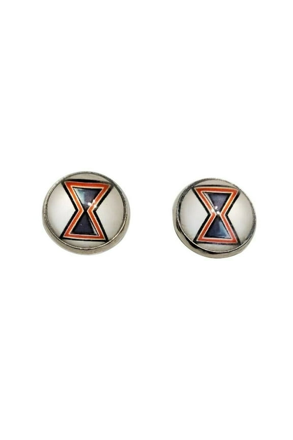 Black Widow Logo Glass Domed Metal Stud Earrings