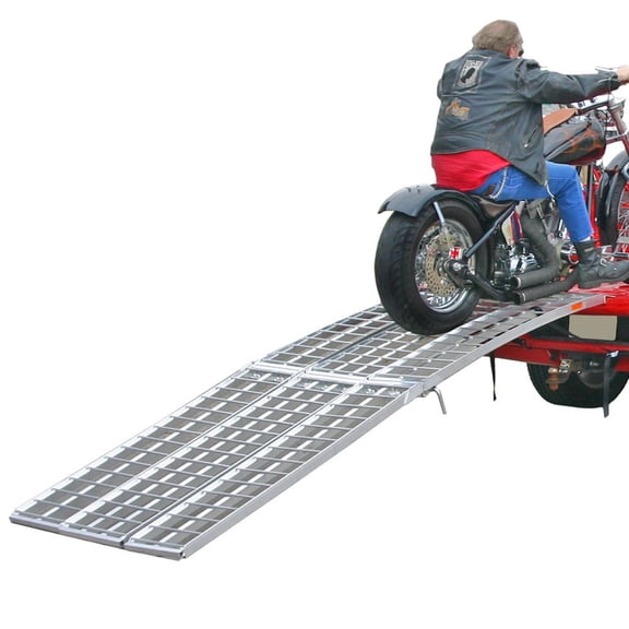 10' Black Widow Motorcycle Ramp, 1,500 lb Cap, Aluminum, Folding, for Truck / Trailer