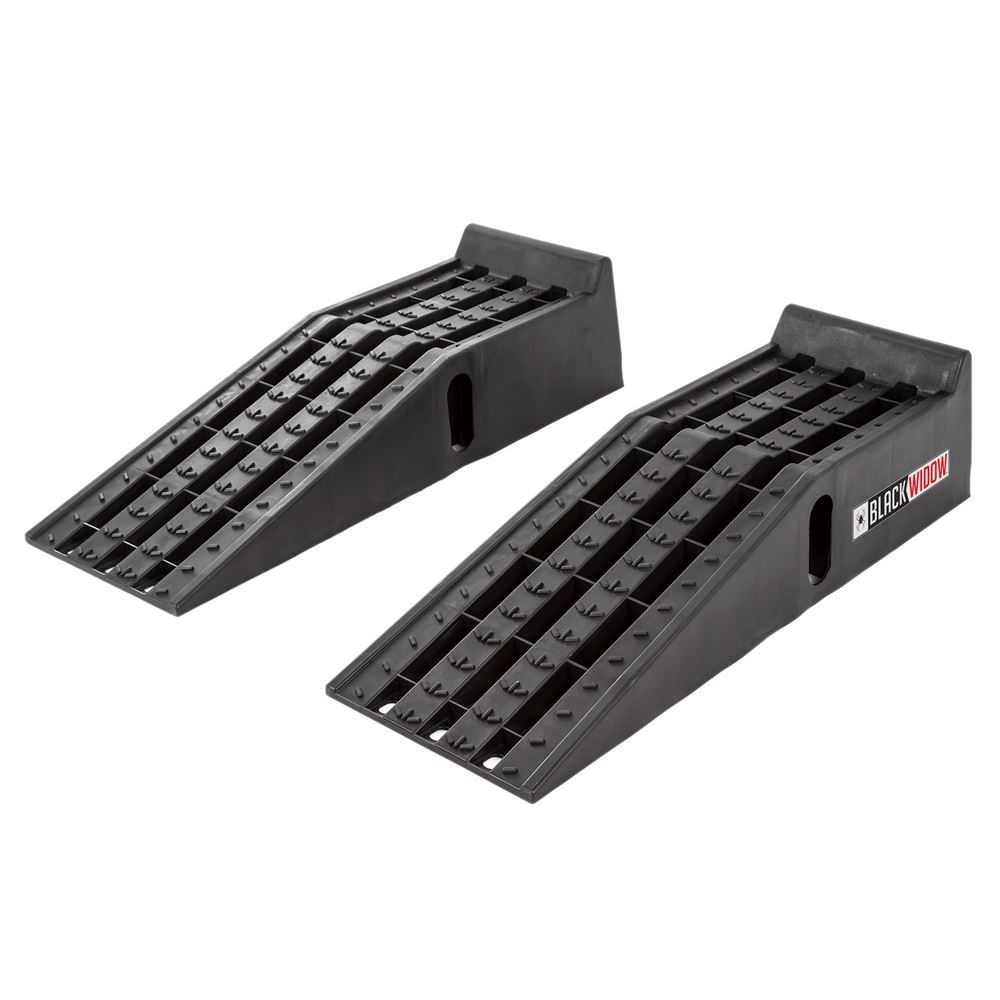 Black Widow Set of 2 Plastic Car Service Ramps - 10,000 lbs. Capacity for Auto Repair