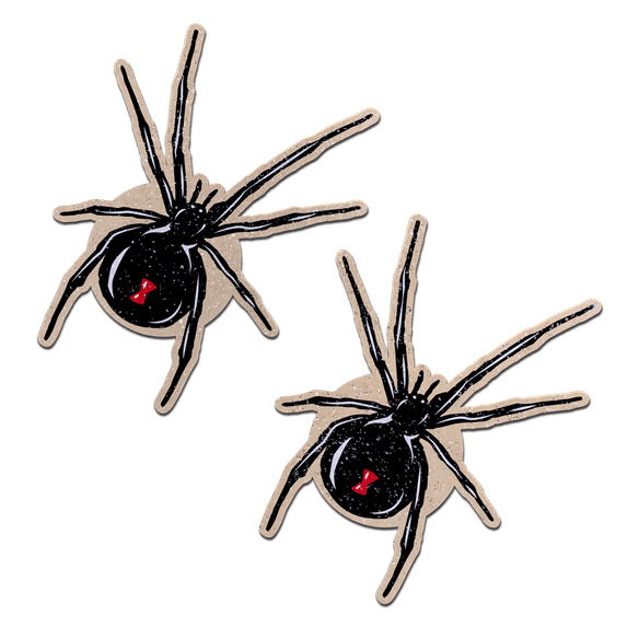 Black Widow Pasties on Sparkling Velvet Halloween Breast Covers by Pastease