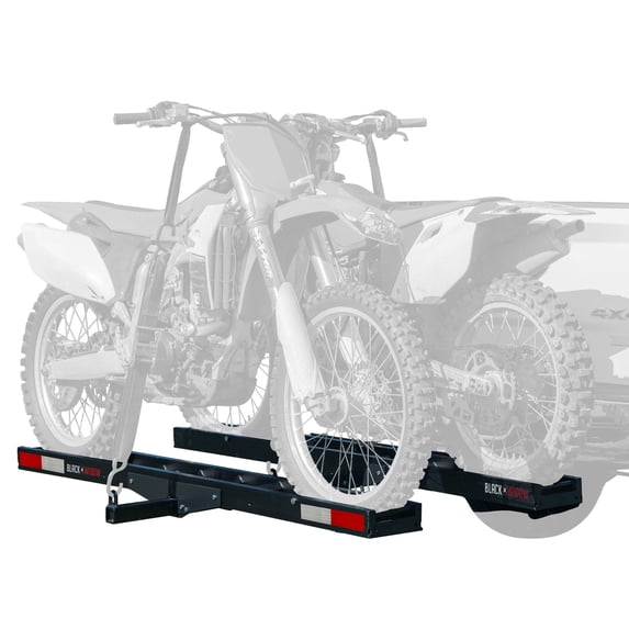 Black Widow Double Motorcycle Bike Hitch Carrier with Loading Ramp, 600 lb Cap, Black Anodized Aluminum