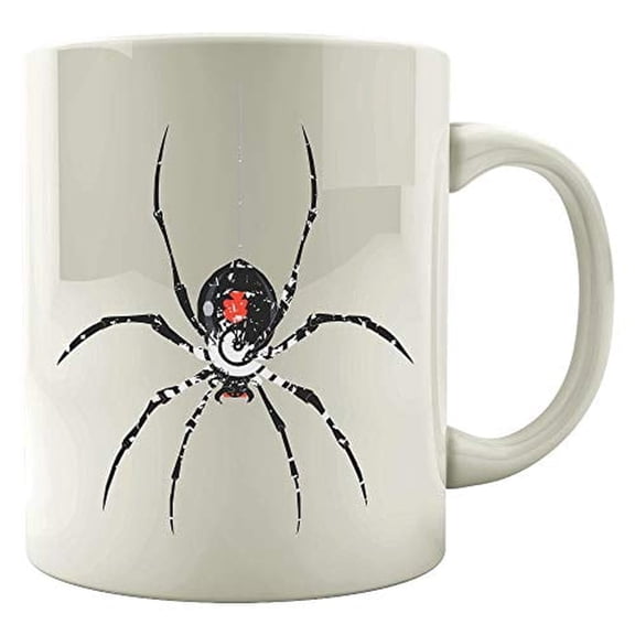 Black Widow Spider Humor 11 oz Coffee Mug - Unique Arachnid Gift White Ceramic
