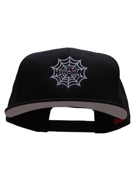 Black Widow Spider Web Embroidered Prostyle Snapback - Black OSFM