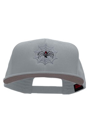 Black Widow Spider Web Embroidered Prostyle Snapback - Grey OSFM