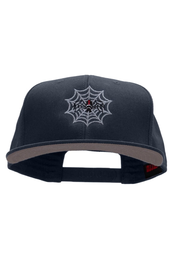 Black Widow Spider Web Embroidered Prostyle Snapback - Navy OSFM