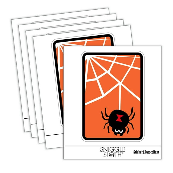 Black Widow Spider and Web Halloween Doodle Car Window Bumper Water Bottle Phone Tablet Laptop Waterproof Vinyl Decal Sticker Set 5-Pack - Gloss Finish - 2.0"