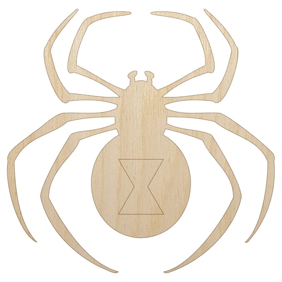 Black Widow Spider Wood Shape Unfinished Piece Cutout Craft DIY Projects - 4.70 Inch Size - 1/8 Inch Thick