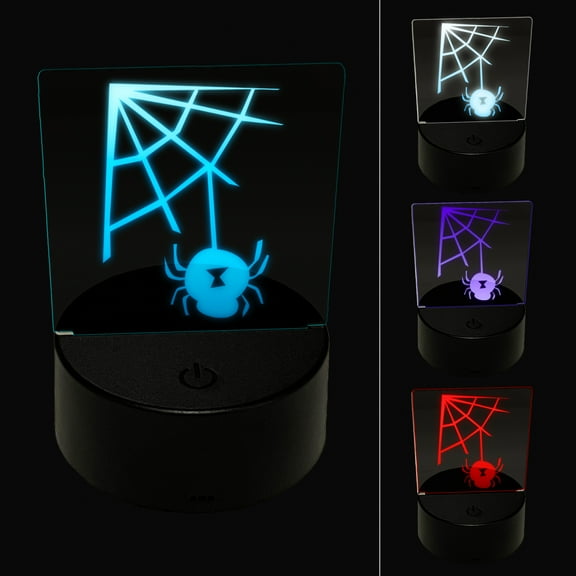 Black Widow Spider and Web Halloween Doodle LED Night Light Sign 3D Illusion Desk Nightstand Lamp