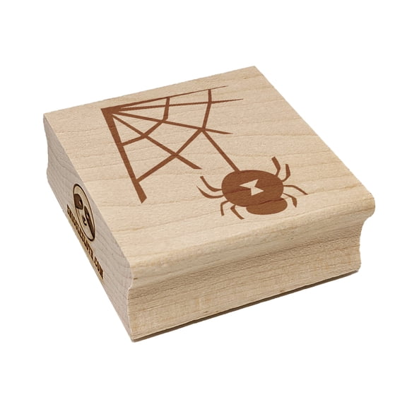 Black Widow Spider and Web Halloween Doodle Square Rubber Stamp Stamping Scrapbooking Crafting - Small 1.25in
