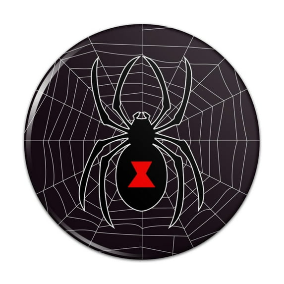 Black Widow Spider on Web Pinback Button Pin