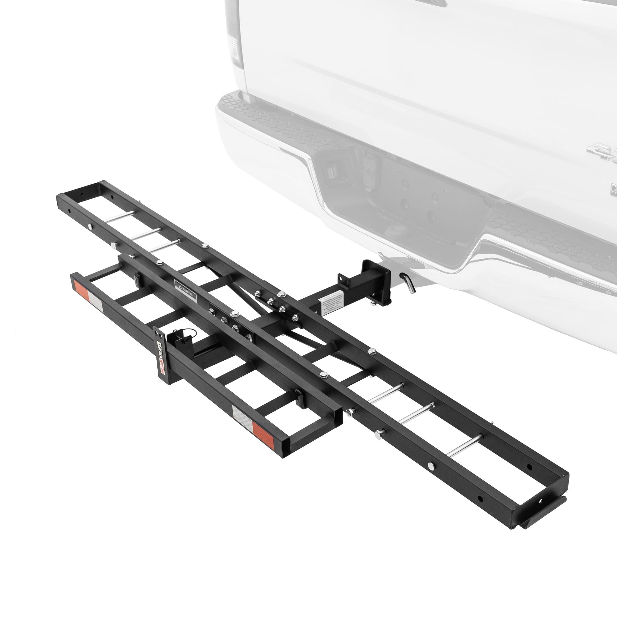 Black Steel Hitch Mounted eBike and Fat Tire Bike Carrier with Loading Ramp