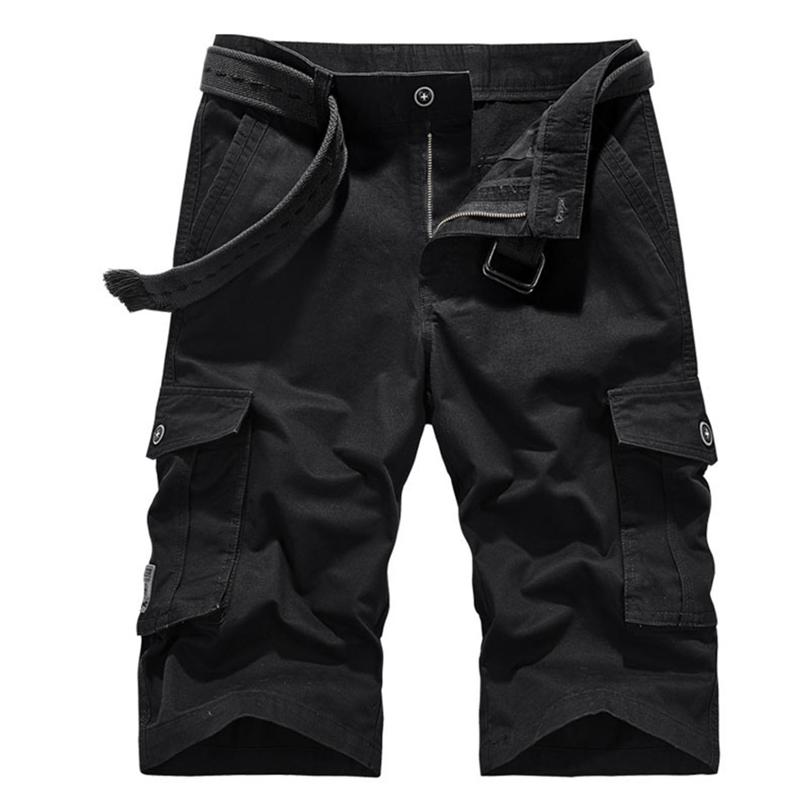 Men's 2-Pack Cargo Combat Fleece Shorts - Casual Knee-Length Gym Pants With Pockets