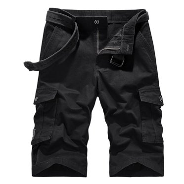 2-Pack Men's Cargo Combat Fleece Shorts - Summer Knee Length Gym Pants With Pockets