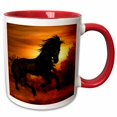 thumbnail image 1 of 3drose, Black Wild Horse Running in the Sunset, 11oz Two-tone Red Mug, 1 of 6