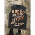 thumbnail image 1 of Black Wild West Cowboy Rodeo Printed Sleeveless Vest - Oversized Vintage Graphic Tank Top For Men, 1 of 5