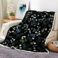 thumbnail image 1 of Black Wildflower Floral Throw Blanket, Botanical Printed Flannel Throw to Decorate Room and Bedroom, Rustic, 50" X 60", 1 of 5