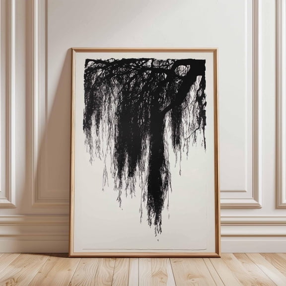 Black Willow Tree Poster Minimal Monochrome Nature Modern Botanical, Unframed Poster