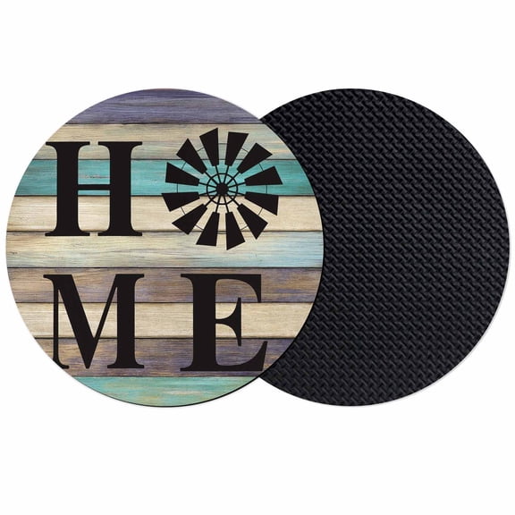 Black Windmill HOME Coasters for Drinks,Absorbent Non Slip Rubber Drink Coasters Set of 2 for Cup,Table,Bar,Home Decor, Farmhouse Brown Green Wood Texture