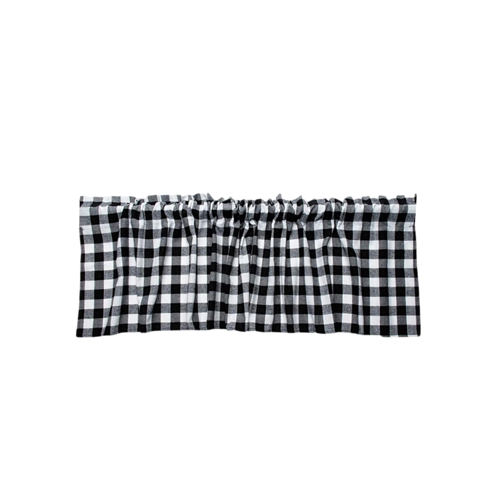 Black Window Valance Solid Color Cottage Style Curtain Rod Pocket For ...
