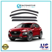 Black Window Vent Visors Rain Guards Deflector For Hyundai KONA 2018-2023
