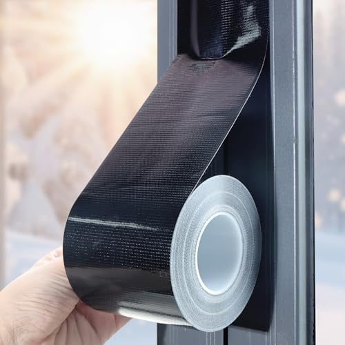 Black Window Weather Sealing Tape, Window Insulation Air Conditioner Seal Tape, 3 Inch x 65 FT Waterproof Blocker for Cold Heat Air, Windproof, No Residue Strong adheisve