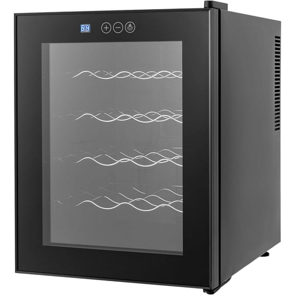 Black Wine Cooler, 48L 20 Bottle Compressor Wine Cooler Refrigerator Large Freestanding Wine Cellar with 220° Door Opening Angle For Red White Champagne or Sparkling Wine LED Display (JC-48AW)