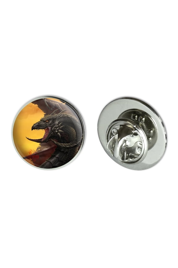 Black Winged Dragon Fantasy Metal 0.75" Lapel Hat Pin Tie Tack Pinback