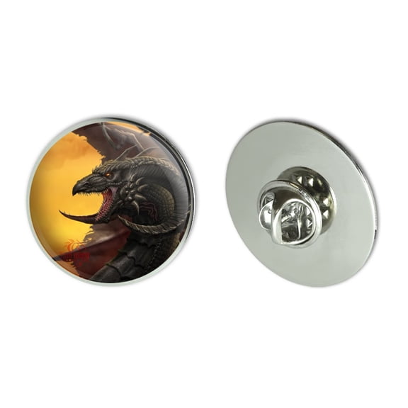 Black Winged Dragon Fantasy Metal 1.1" Tie Tack Hat Lapel Pin Pinback