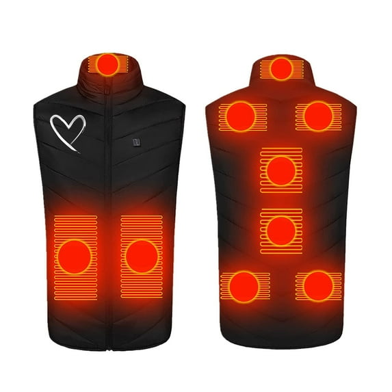Black Winter Coat Women, Heated Vest for Women and Men, Smart Controller Heating Vest Rechargeable, 5 Heating Zones Unisex Heated Vest Womens Jackets And Coats