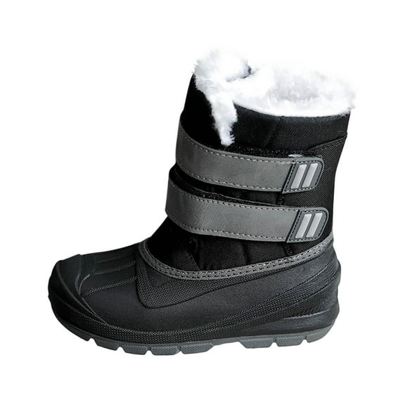Black Winter Footwear For Kids With Thickened Construction And Safe Walking Sole, Ensuring Comfort And Durability