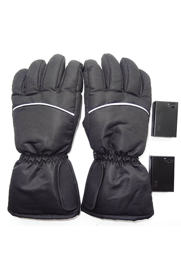 Black Winter Heated Gloves For Outdoor Use Washable Black Nylon Spandex Size L 5.12 Inches Bottom Width 13.78 Inches Height Adjustable Temperature