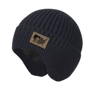 Black Winter Unisex Beanie Cap Hats Earflap Fleece Warm Inside Comfortable 1Pack