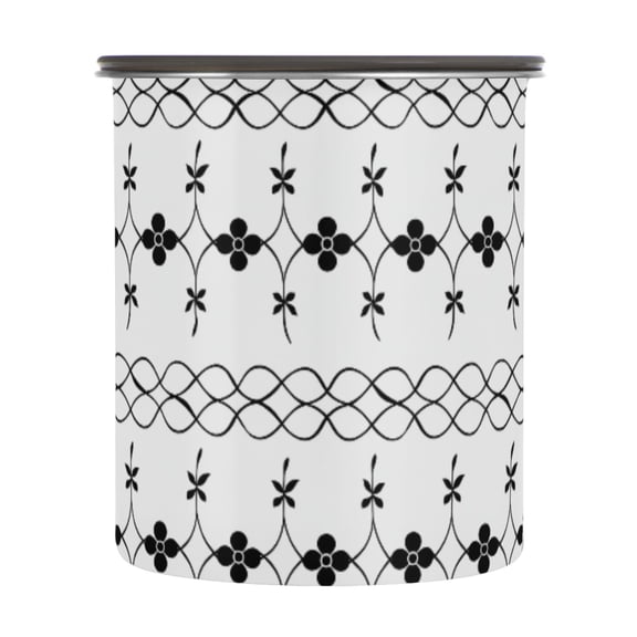 Black Wire Flowers Airtight Coffee Bean Canister 30oz Food Storage Containers with Lids For Gournd, Tea, Sugar, Flour, Rice, Cereal, Candy Cookie Jar