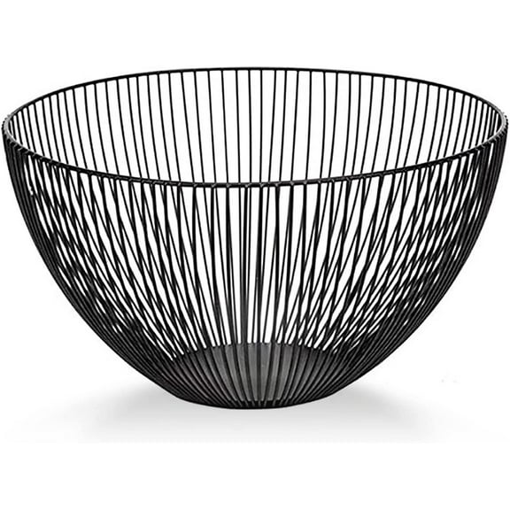 Black Wire Fruit Basket Fruit Bowl Kitchen Fruit Basket Stand Fruit Bowls for the Counters Metal Fruit Bowl (Round-Normal)