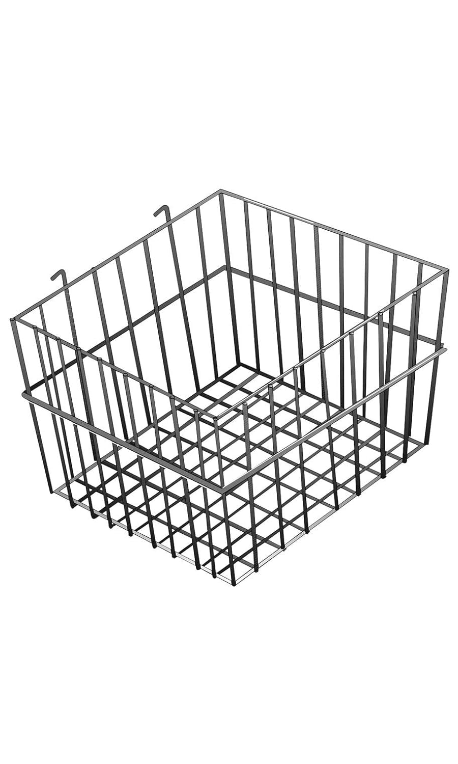 Black Wire Grid Basket For Slatwall Or Pegboard 12''L X 12''W X 8"D