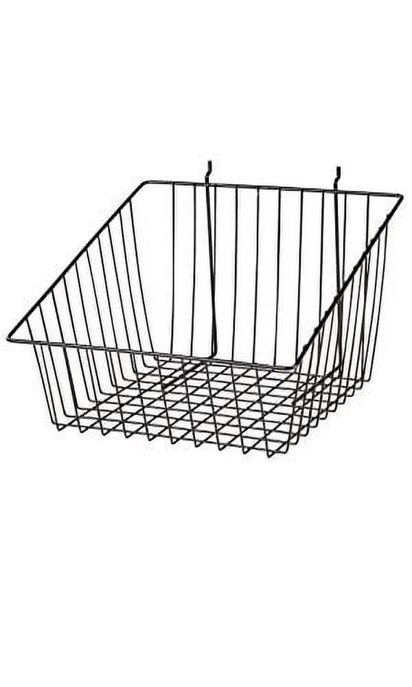 Black Wire Grid Basket For Slatwall Or Pegboard With 4 Inch Slanted