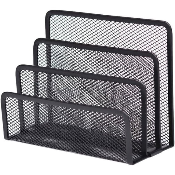 Black Wire Mesh Magazine Rack 3 Slots Metal Magazine Rack Wire Mesh File Holder Metal Desktop Magazine Rack Magazine Rack for Home Office