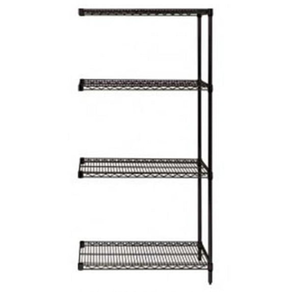 Black Wire Shelving 4-Shelf Add-On Unit - 24 x 72 x 63 in.
