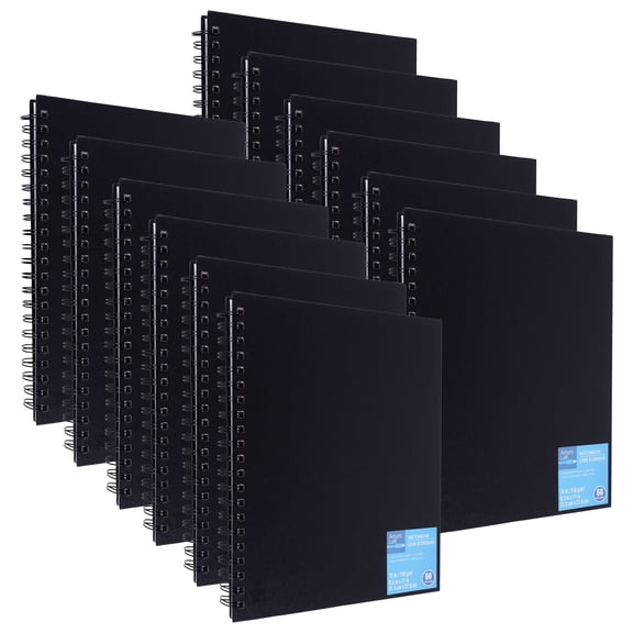 Artist's Loft Black Wirebound Sketchbook - Acid Free and Smudge Resistant, Sketch Pad for Drawing, Sketching, Writing - Bulk 12 Pack