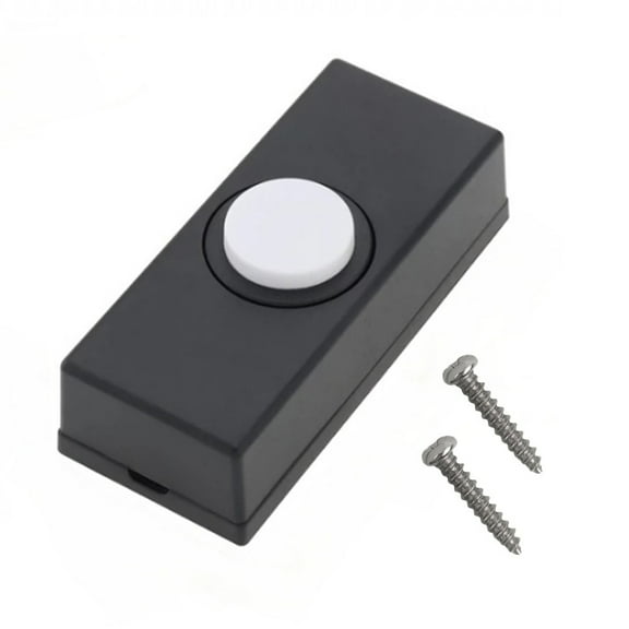 Black Wired Doorbell Push Button Chime Bell for Home Wall Mount ABS Plastic Hardwired Replacement 5.5x2.4x1.5cm
