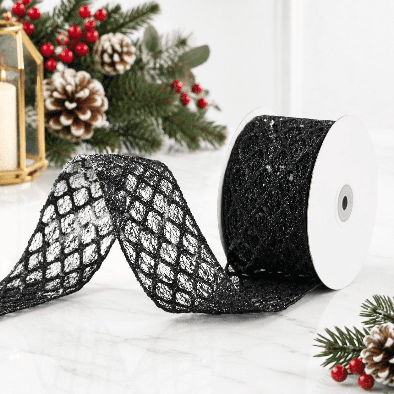 Black Wired Ribbon 2.5 Inch 10 Yards - Walmart.com