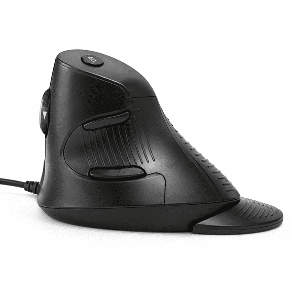 Black Wired Vertical Mouse for Medium Hands with Removable Wrist Rest