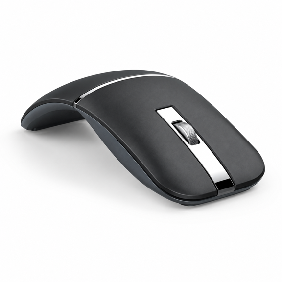 Black Wireless Arc Travel Mouse, 2.4G Tri-Mode Rotating Foldable Mice for Laptops and Chromebooks
