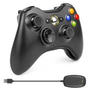 Black Wireless Game Controller Gamepad For Microsoft Xbox 360 + Rechargeable Battery