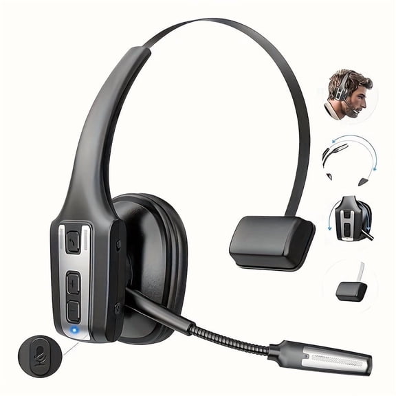 Black Wireless Noise Canceling Headphones Type-C for Office Calls
