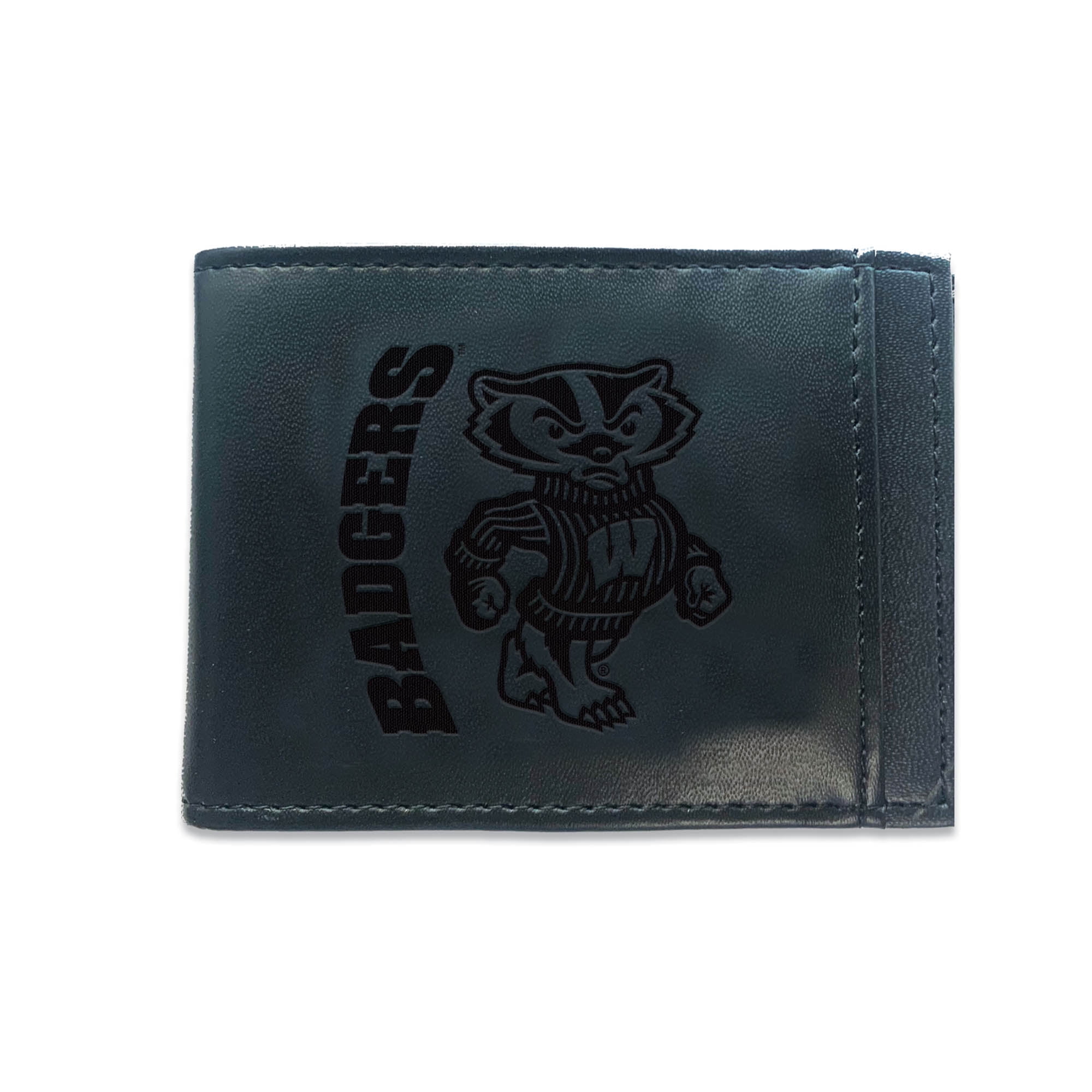 Black Wisconsin Badgers Hybrid Leather Front Pocket Bi-Fold Wallet with ...