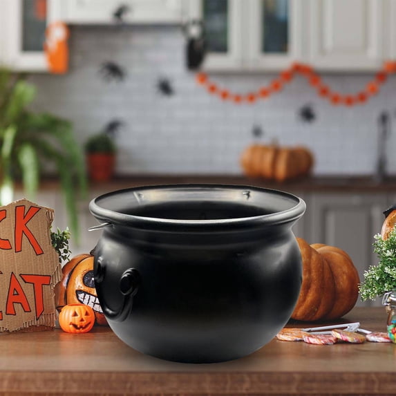 Black Witch Cauldron Pot, Plastic Cauldron Halloween Candy Bucket, Trick Or Treat Bucket,Indoor Halloween Decorations Vintage Decor Party Supplies Halloween Cauldron Pot 9.84 in